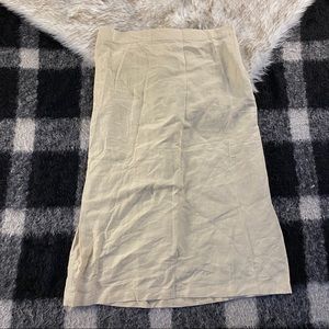 3/$30 Wintersilks tan midi silk linen skirt L